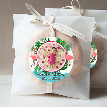 Flamingo Yeşil Temalı Resimli Sticker