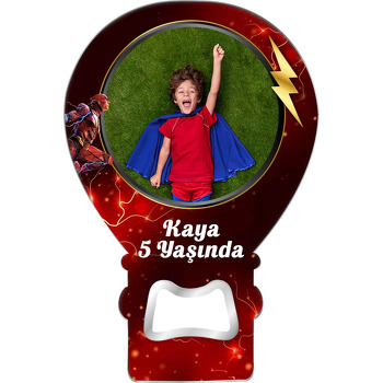 Flash Temalı Balon Ahşap Magnet 