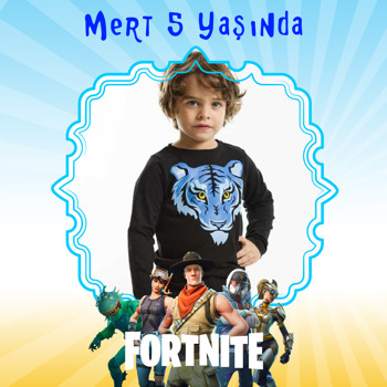 Fortnite Temalı Doğum Günü Kare Parti Afiş