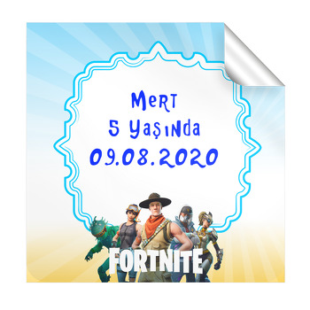 Fortnite Temalı Kare Etiket