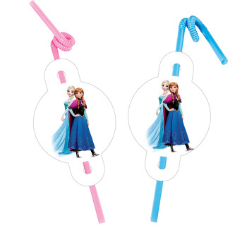 Frozen Elsa Ve Anna Temalı Kürdan Pipet ve Kartı