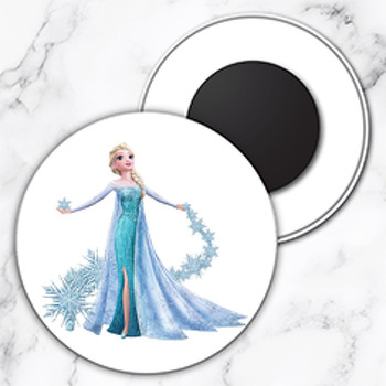 Frozen Elsa Ve Kristal Temalı Kürdan Daire Plastik Magnet