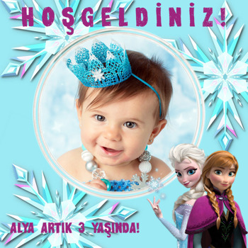 Frozen Karlar Ülkesi Temalı Doğum Günü Afiş