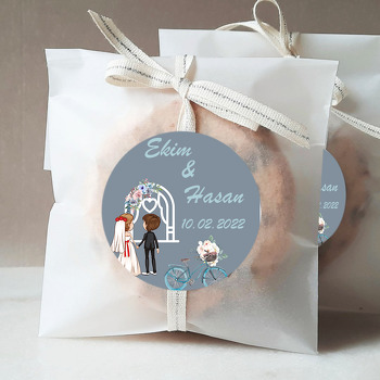 Gelin Damat ile Mavi Bisiklet Temalı Sticker