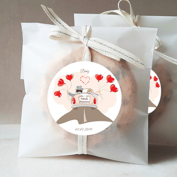 Gelin Damat Kalpli Balon Temalı Söz Nişan Nikah Sticker