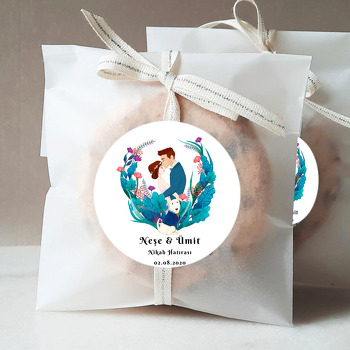 Gelin Damat ve Köpek Temalı Sticker