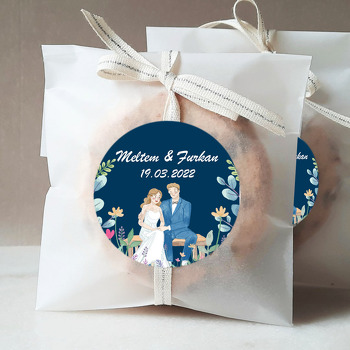 Gelin ile Damat Lacivert Fon Temalı Sticker