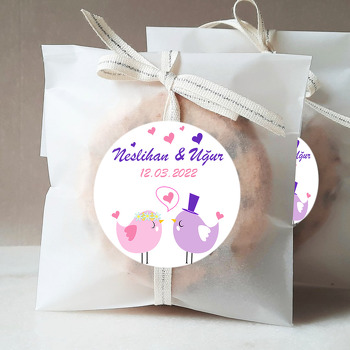 Gelin ve Damat Kuşlar Temalı Sticker