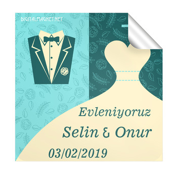 Gelinlik ve Damatlık Desenli Kare Etiket