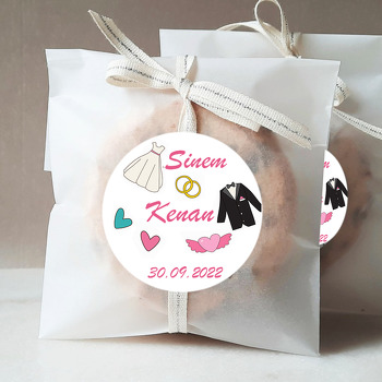 Gelinlik ve Damatlıkla Alyanslar Temalı Sticker