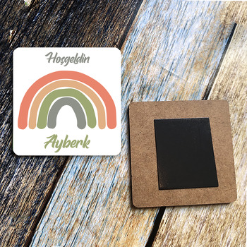 Gökkuşağı Natural Ton Temalı Kare Magnet