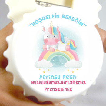 Gökkuşağı Ve Unicorn Temalı Kapak Şekilli Magnet Açacak