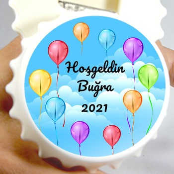 Gökyüzünde Renkli Balonlar Temalı Kapak Şekilli Magnet Açacak