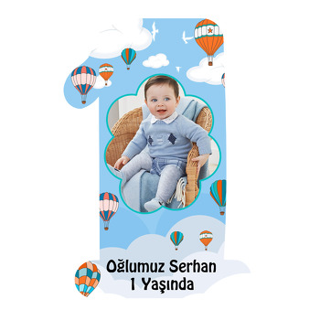 Gökyüzündeki Balonlar Temalı Doğum Günü Magnet