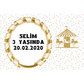 Gold Atlı Karınca Temalı Çerçeveli Doğum Günü Afiş