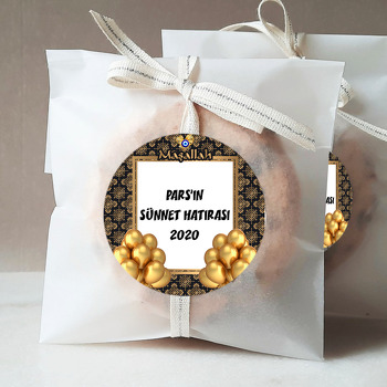 Gold Balonlu Sünnet Temalı Parti Sticker