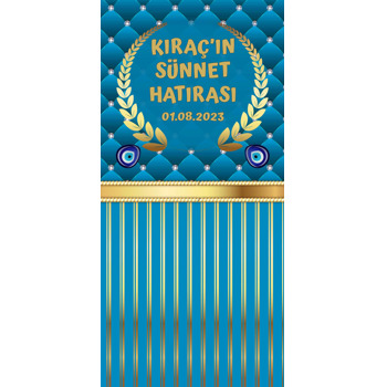 Gold Başak Dalı Çerçeve ile Mavi Pırlanta Fon Temalı Hediyelik Kart