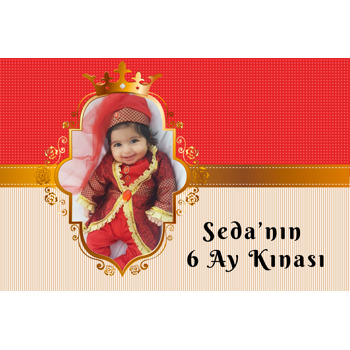 Gold Çerçeveli 6 Ay Kınası Temalı Doğum Günü Magnet
