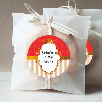 Gold Çerçeveli 6 Ay Kınası  Temalı Sticker