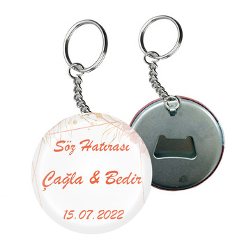 Gold Çizgiler ile Pembe Suluboya Efekt Temalı Arkası Açacak Anahtarlık