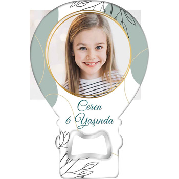 Gold Daire Çerçeve ile Çizgisel Dallar Temalı Balon Magnet Açacak