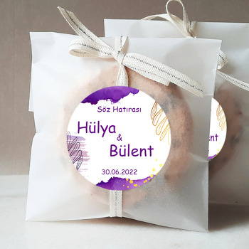 Gold Defne Dalı ile Mor Suluboya Efekt Temalı Sticker