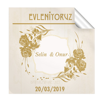 Gold Güller Temalı Kare Etiket