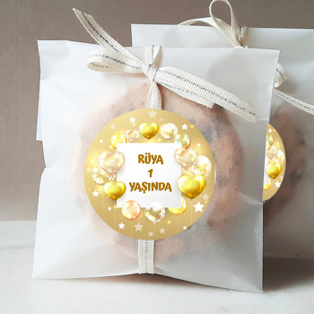 Gold Işıltılı Balonlar ile Yıldızlar Temalı Sticker