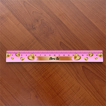 Gold Kalpler ile Mavi Fon Temalı Hediyelik Cetvel