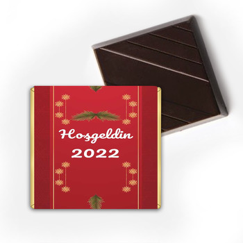 Gold Kar Taneleri ile Kırmızı Fon Yılbaşı Temalı Çikolata Sargısı