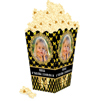 Gold Kelebek Temalı Popcorn Kutusu