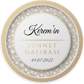 Gold Kündekari ile Sünnet Hatırası Temalı Akrilik Daire Magnet