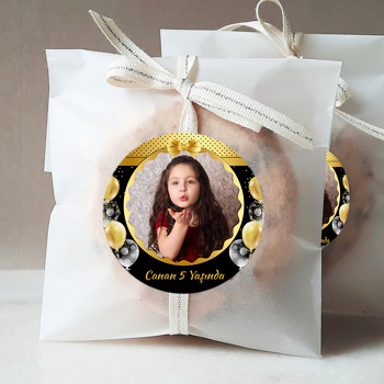 Gold Kurdele ile Balonlar Temalı Sticker