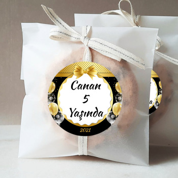 Gold Kurdele ile Balonlar Temalı Sticker