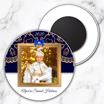 Gold Lacivert Sünnet Temalı Resimli Daire Plastik Magnet