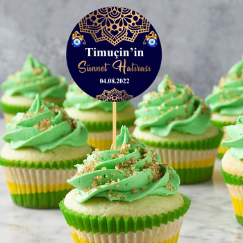 Gold Mandala ile Lacivert Fonda Sünnet Temalı Parti Kürdan Süs