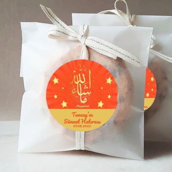 Gold Maşallah ile Kırmızı Fonda Sünnet Temalı Sticker