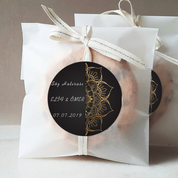 Gold Motifli Temalı Söz Nişan Nikah Sticker