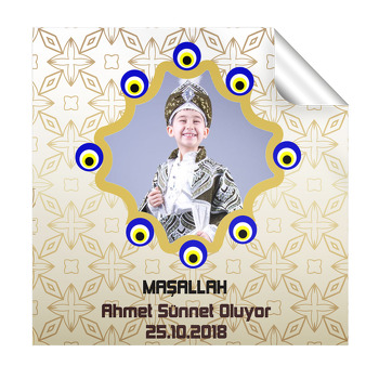 Gold Nazar Desenli Sünnet  Kare Etiketi