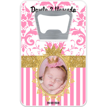 Gold Pink Damask Temalı Dikdörtgen Magnet Açacak