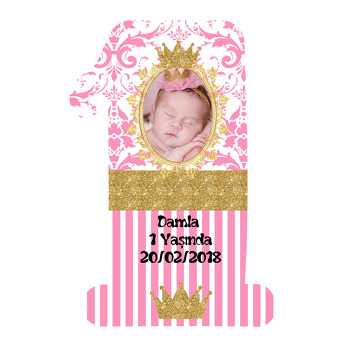 Gold Pink Damask Temalı Doğum Günü Magnet