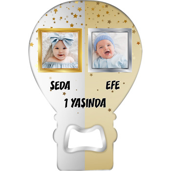 Gold Silver İkiz Temalı Resimli Balon Magnet Açacak