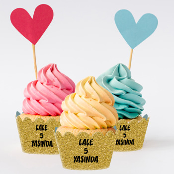 Gold Sim Renk Temalı Cupcake Sargısı