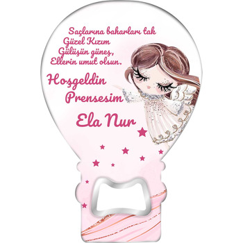 Gold Simli Melek ile Pembe Yıldızlar Temalı Balon Magnet Açacak