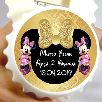 Gold Simli Minnie Mouse Temalı Kapak Şekilli Magnet Açacak