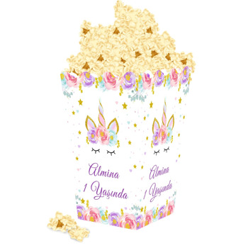 Gold Simli Unicorn Temalı Popcorn Kutusu