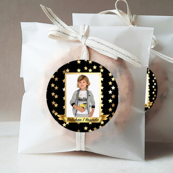 Gold Siyah Yıldızlar Temalı Resimli Sticker