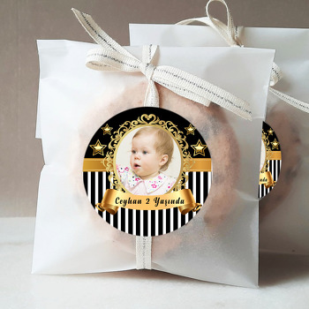 Gold Star Temalı Doğum Günü Sticker