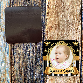 Gold Star Temalı Kare Magnet