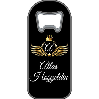 Gold Taç ile Kanat Siyah Fon Temalı Uzun Magnet Açacak